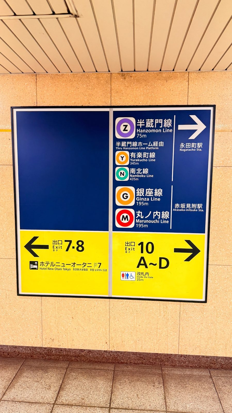 Placa de orientação do metrô de Tóquio